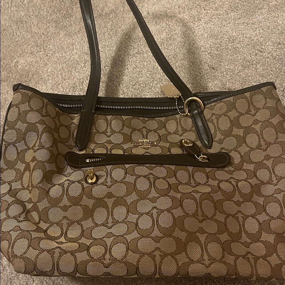 Coach Tan and Brown Signature Tote